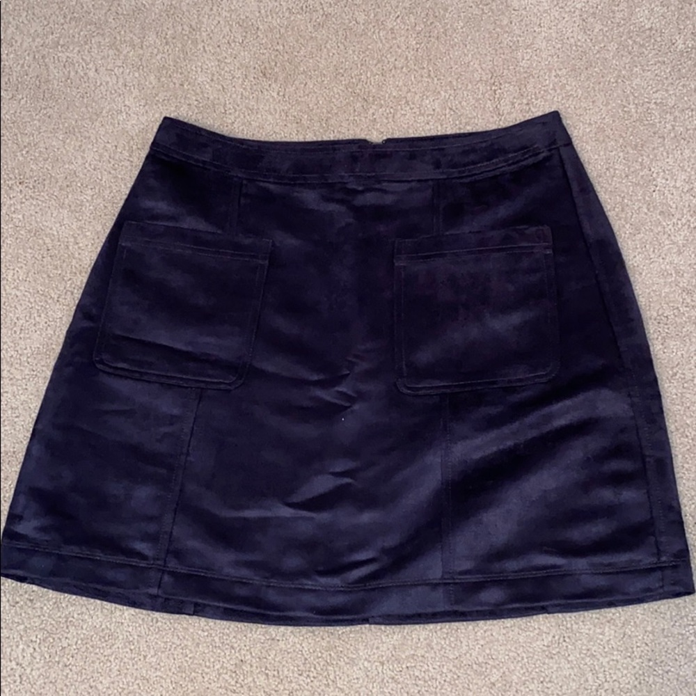 Faux Suede Mini Skirt with Pockets